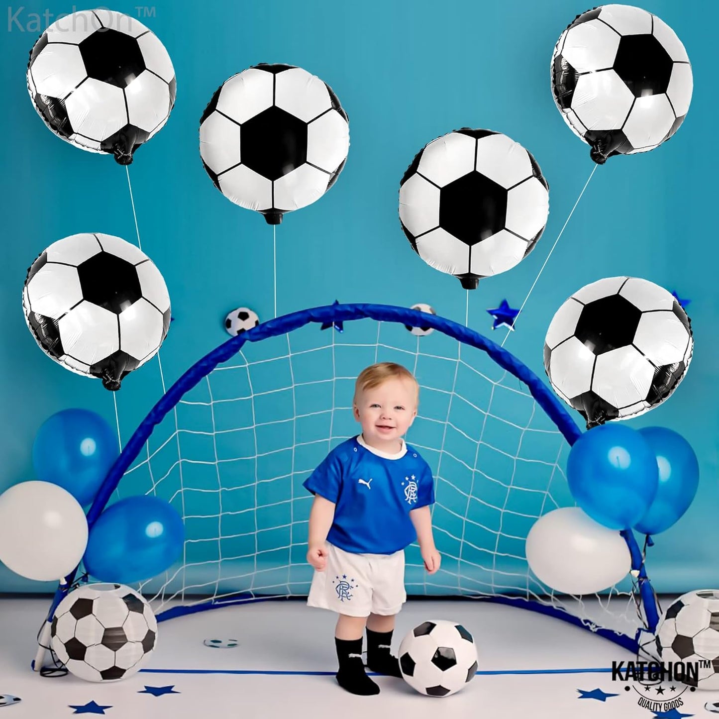 ,Huge Soccer Ball Balloons - 18 Inch-Pack of 6 | Soccer Birthday Party Decorations | Soccer Party Decorations | Soccer Balloons | Soccer Decorations for Party | Black and White Balloons