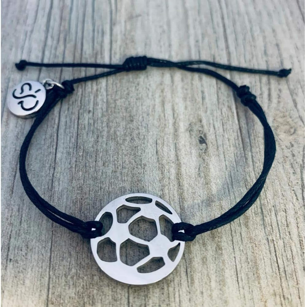 Soccer Bracelet, Soccer Jewelry, Adjustable Stainless Steel Soccer Charm Bracelets - Soccer Gifts