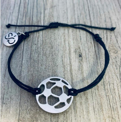 Soccer Bracelet, Soccer Jewelry, Adjustable Stainless Steel Soccer Charm Bracelets - Soccer Gifts