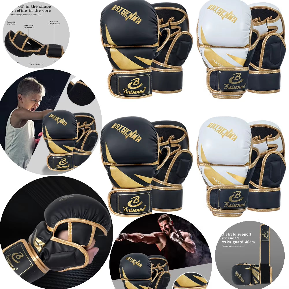 Boxing Gloves Comfortable Sanda Boxing Gloves PU Leather Professional Boxing Gloves Fighting Taekwondo Mitts for Children Adults