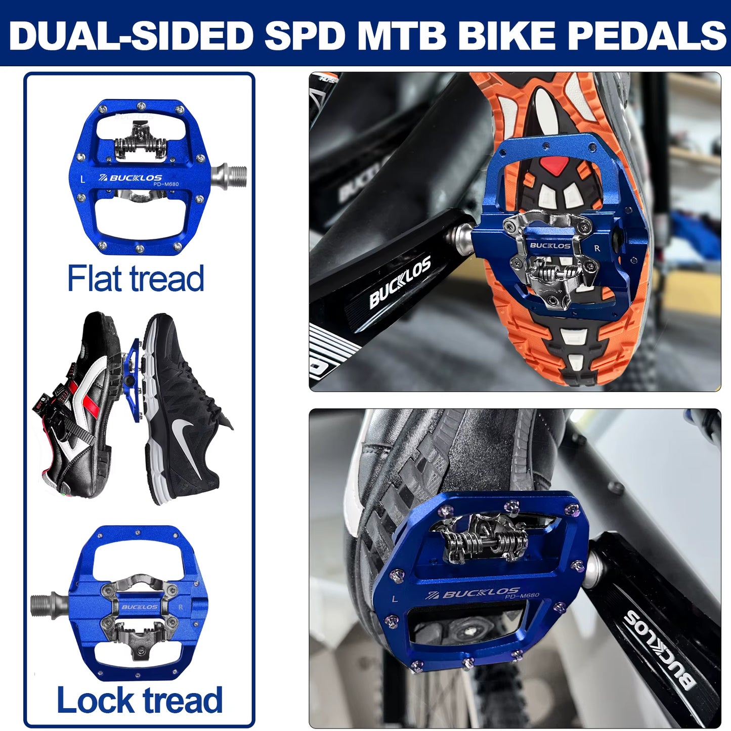 MTB Bike Pedal for SPD Dual Self-Locking MTB Platform Pedals Footrest Mountain Bicycle Pedal Non-Slip Clipless Bike Part