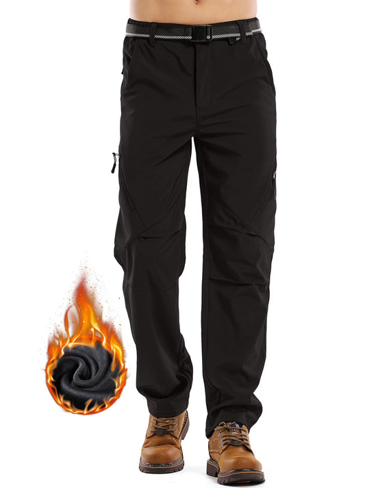 Mens Snow Pants,Waterproof Fleece Lined Winter Regular Fit Pants Black 38