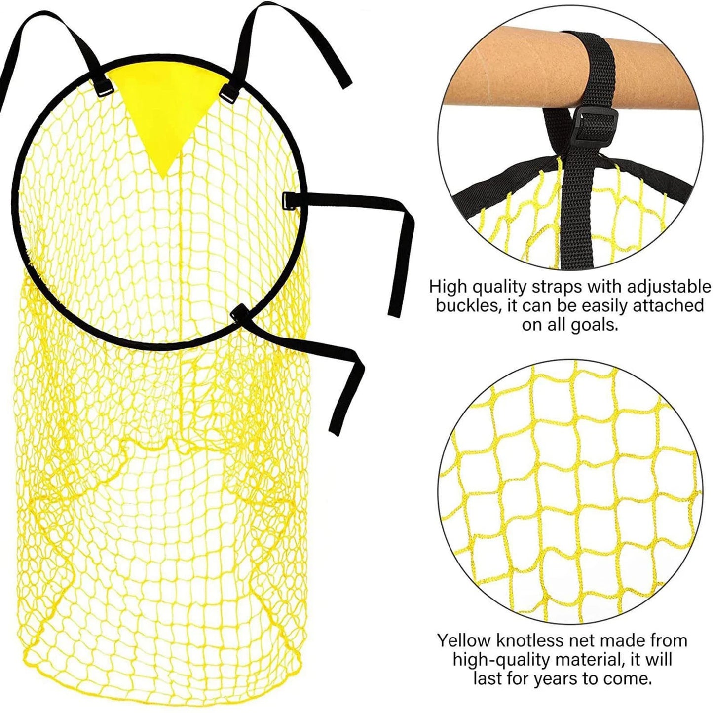 Soccer Bins Net | Football Goal Net with Adjustable Straps, Visible Scoring Hoop, Foldable for Storage | Training Equipment for Kids & Adults | Improves Shooting Accuracy | 1 Pack