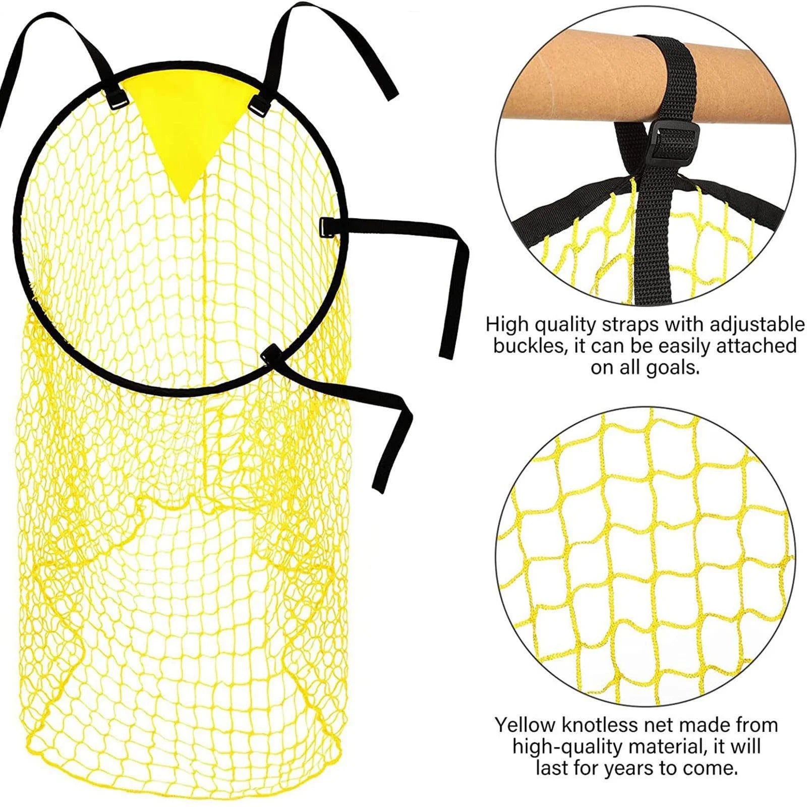 Soccer Bins Net | Football Goal Net with Adjustable Straps, Visible Scoring Hoop, Foldable for Storage | Training Equipment for Kids & Adults | Improves Shooting Accuracy | 1 Pack