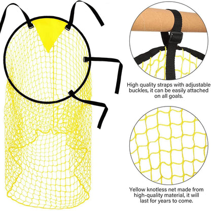 Soccer Bins Net | Football Goal Net with Adjustable Straps, Visible Scoring Hoop, Foldable for Storage | Training Equipment for Kids & Adults | Improves Shooting Accuracy | 1 Pack