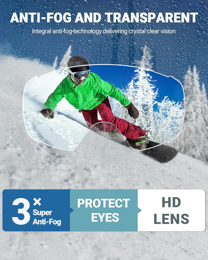 Ski Goggles with Cover Snowboard Snow Goggles OTG Anti-Fog