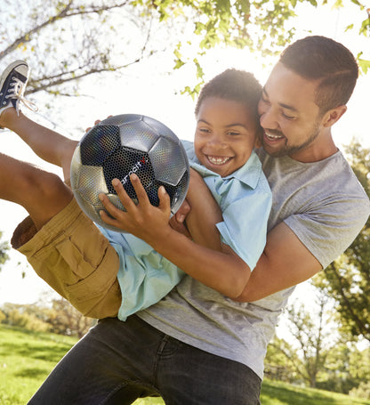 Barocity Mix Silver, Black, Gold Soccer Ball- Premium Size 3 with Reflective Iridescent Rainbow Hex Pattern, Boys and Girls, Kids for Indoor and Outdoor Playtime
