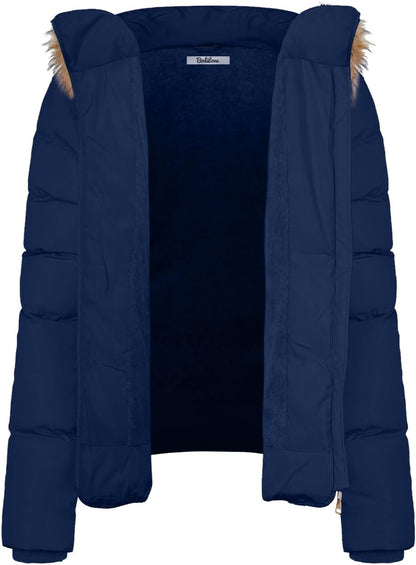 Women'S Fur Hooded Thickened Jacket with Fleece Lining