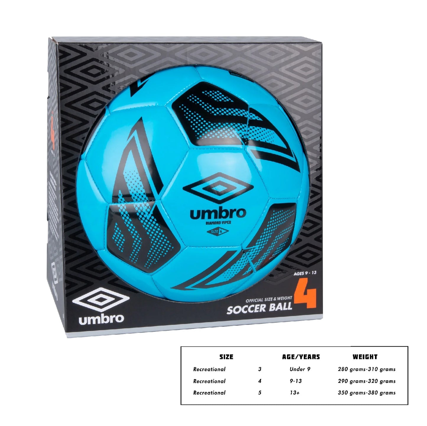 (4 Pack)  Diamond Viper Size 4 Soccer Ball, Blue